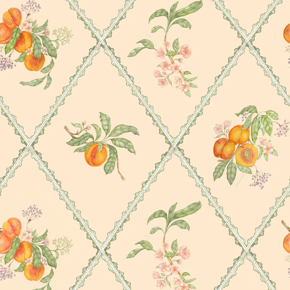 Peach Trellis Wallpaper - Melba - Voyage Maison - PTRELLI/WPO/MEL - Premier Wallcovering
