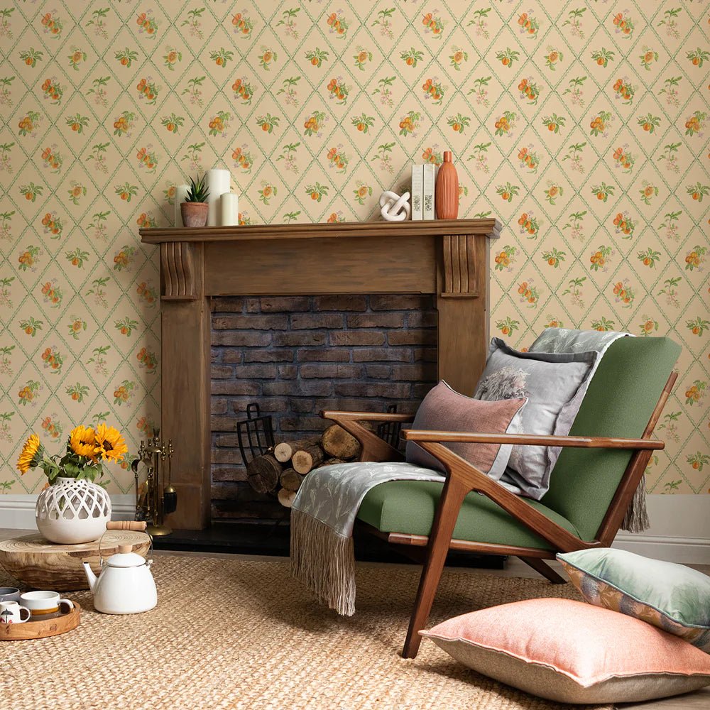 Peach Trellis Wallpaper - Melba - Voyage Maison - PTRELLI/WPO/MEL - Premier Wallcovering
