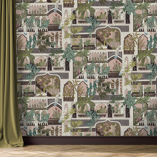 Peacock Arches Wallpaper - Blush Pink - Josephine Munsey - JMW-101101 - Premier Wallcovering