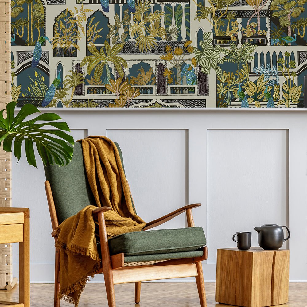 Peacock Arches Wallpaper - Dark Teal - Josephine Munsey - JMW-101121 - Premier Wallcovering