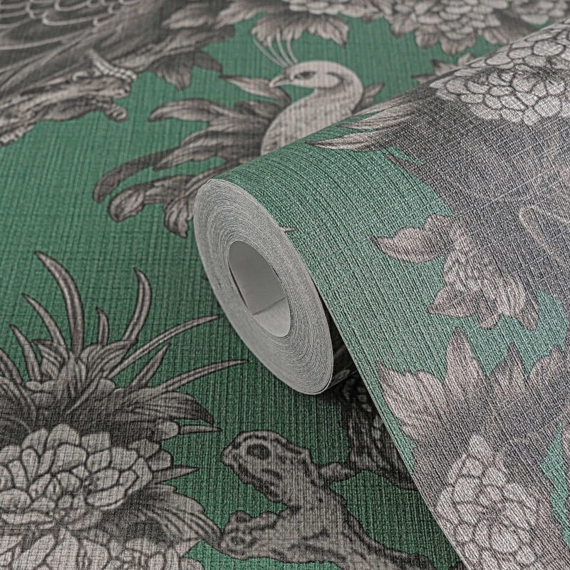 Peacock Garden Wallpaper - Grey/Green - Michalsky Living - 39982-2 - Premier Wallcovering