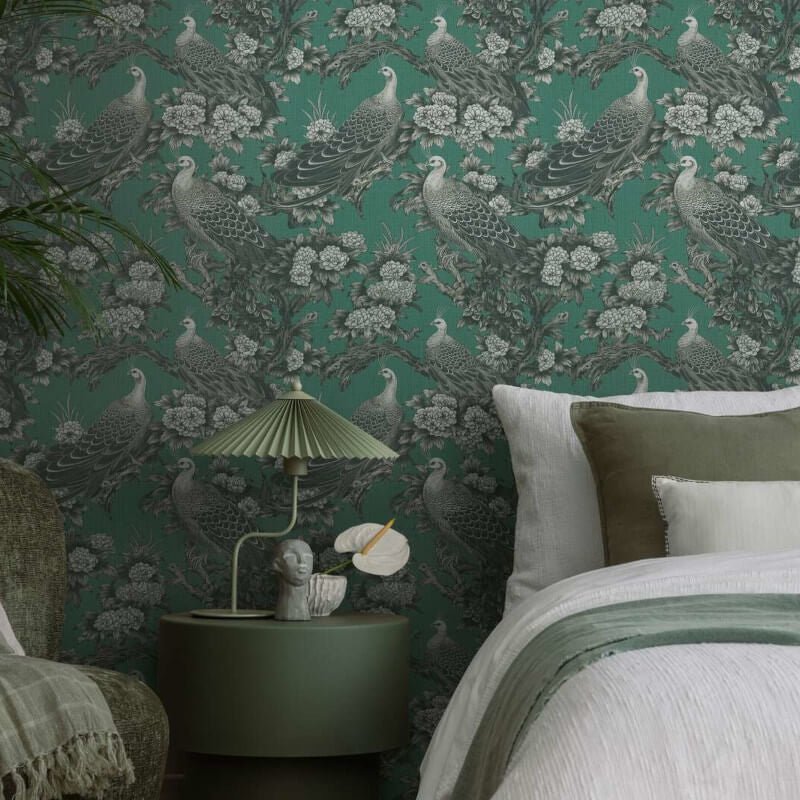 Peacock Garden Wallpaper - Grey/Green - Michalsky Living - 39982-2 - Premier Wallcovering