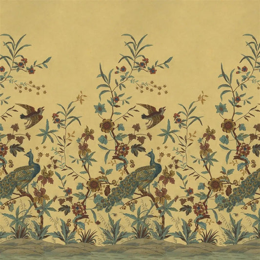 Peacock Toile Scene 1 Wallpaper - Sepia - John Derian - PJD6013/01 - Premier Wallcovering