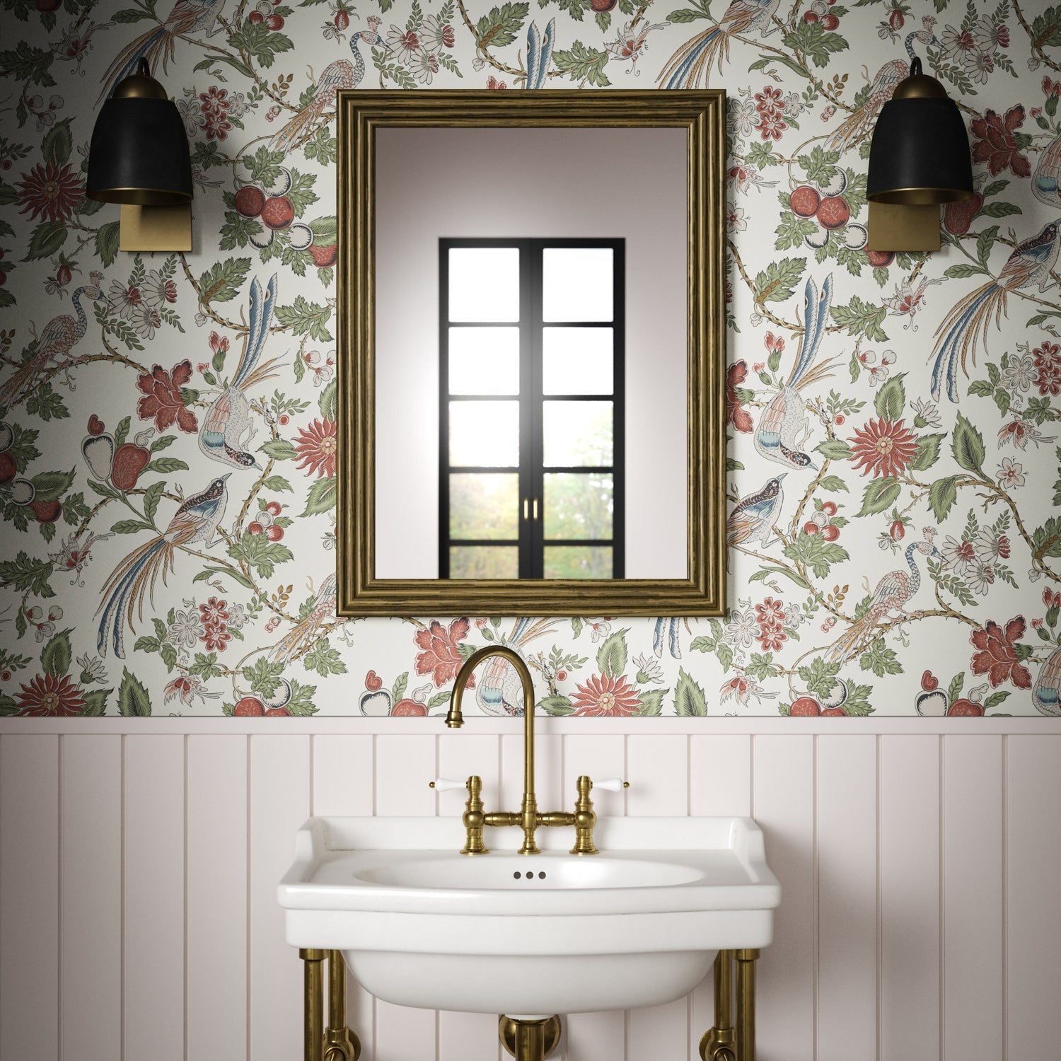 Peacock Trail Wallpaper - Clay - Warner House - Premier Wallcovering