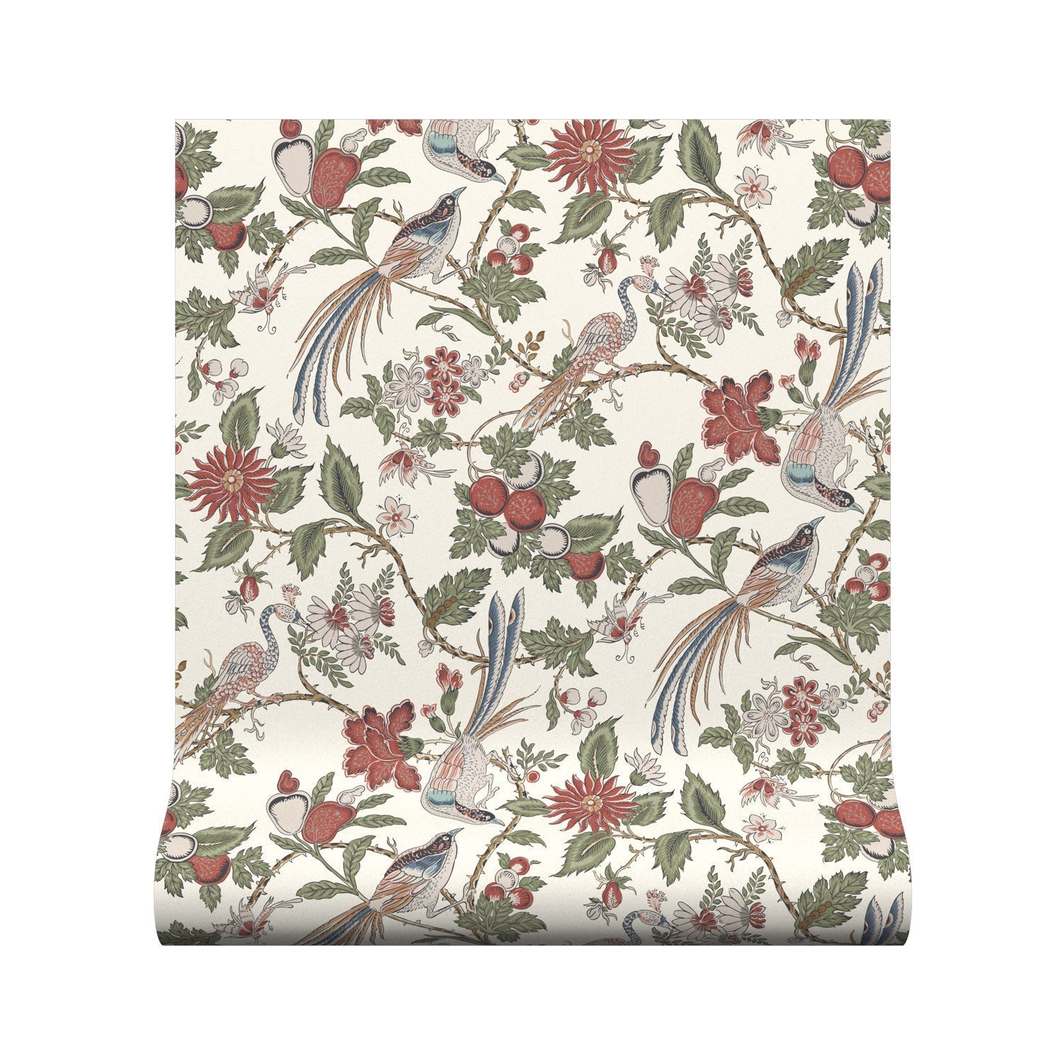 Peacock Trail Wallpaper - Clay - Warner House - Premier Wallcovering