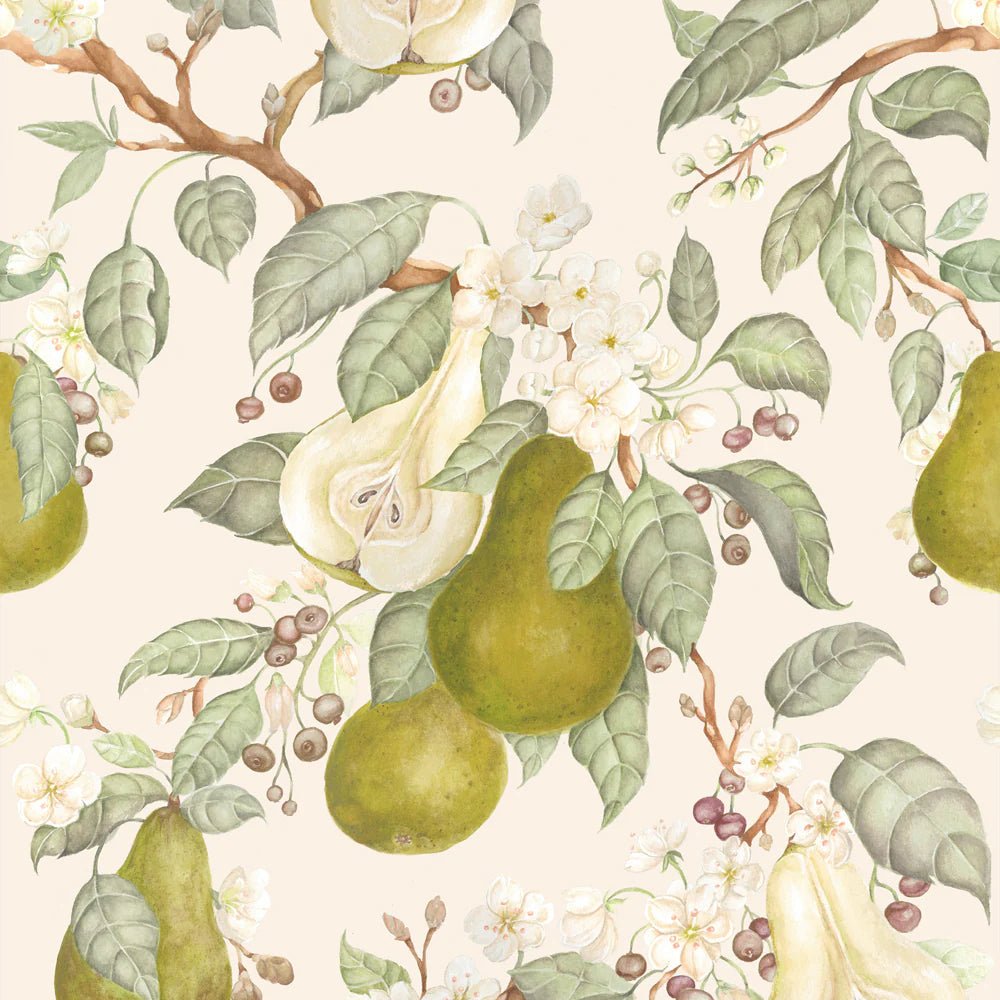 Pear Orchard Wallpaper - Cream - Voyage Maison - PORCHAR/WPO/CRE - Premier Wallcovering