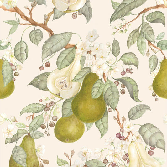 Pear Orchard Wallpaper - Cream - Voyage Maison - PORCHAR/WPO/CRE - Premier Wallcovering