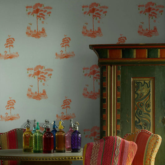 Pear Tree Wallpaper - Sunset Orange - Andrew Martin - KKPTSO - Premier Wallcovering