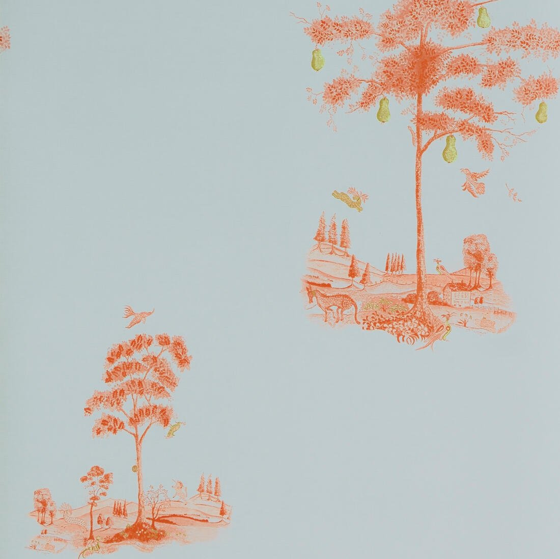 Pear Tree Wallpaper - Sunset Orange - Andrew Martin - KKPTSO - Premier Wallcovering
