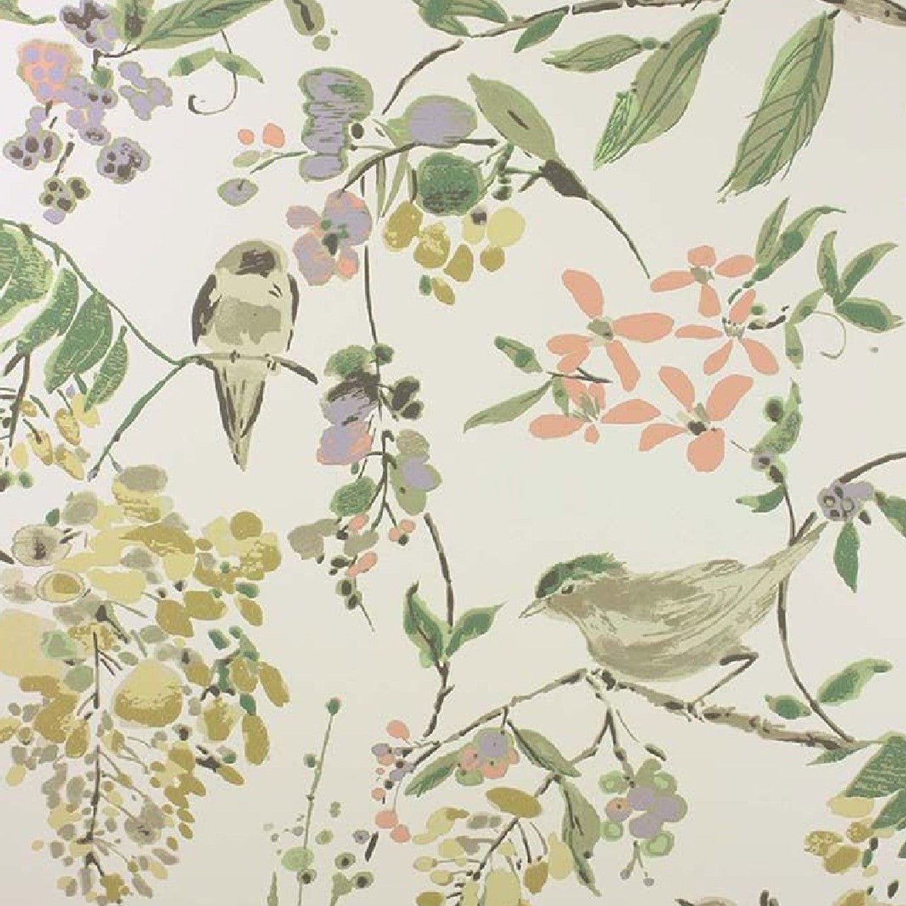 Penglai Wallpaper - Coral/Lavender/Green - Nina Campbell - NCW4182-01 - Premier Wallcovering
