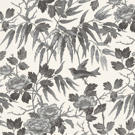 Peonies Wallpaper - Charcoal - Warner House - Premier Wallcovering