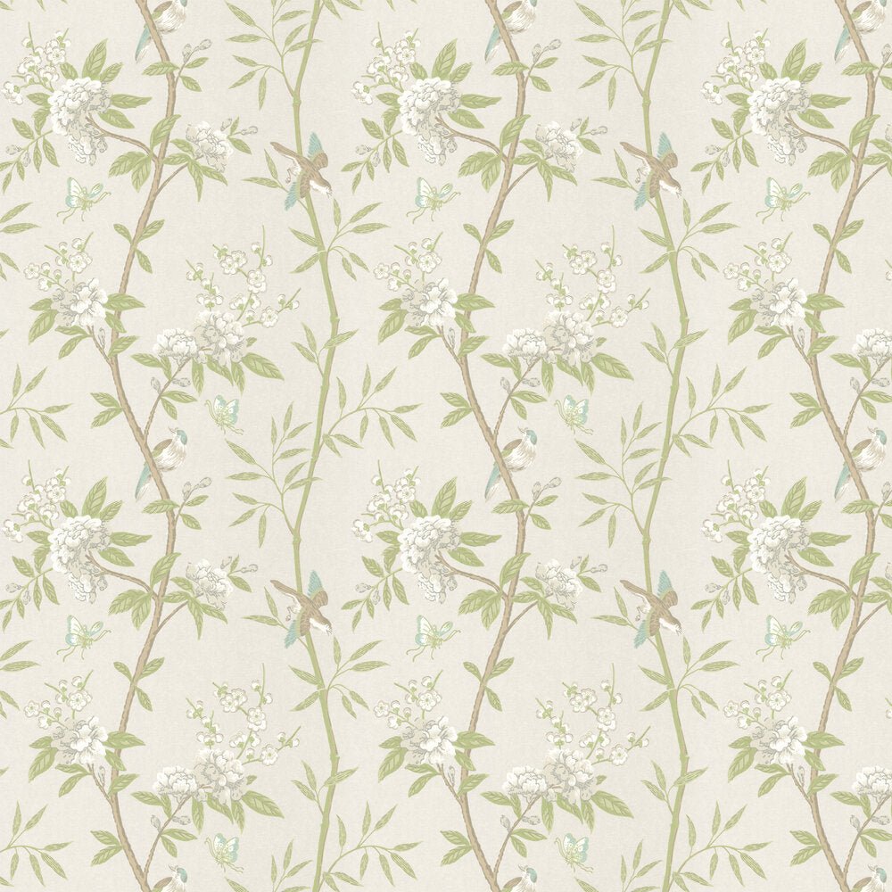 Peony & Blossom Wallpaper - White / Green / Aqua - GP & J Baker - BW45066/4 - Premier Wallcovering