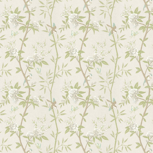 Peony & Blossom Wallpaper - White / Green / Aqua - GP & J Baker - BW45066/4 - Premier Wallcovering