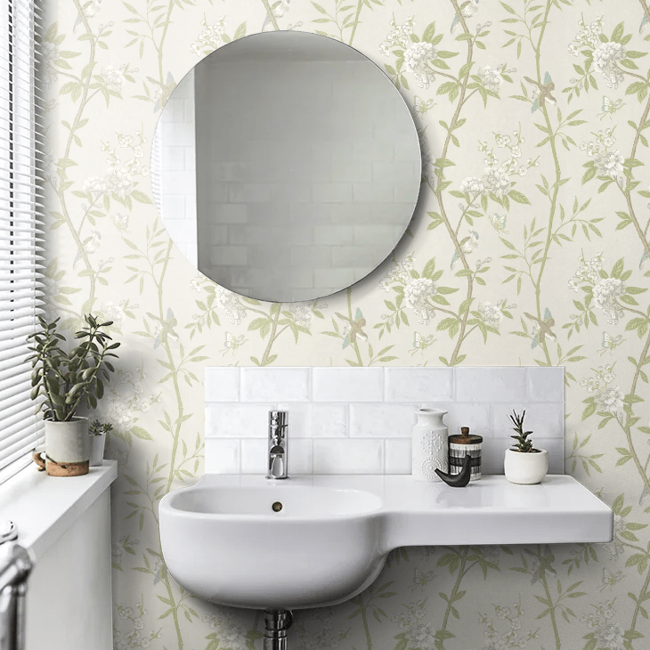 Peony & Blossom Wallpaper - White / Green / Aqua - GP & J Baker - BW45066/4 - Premier Wallcovering