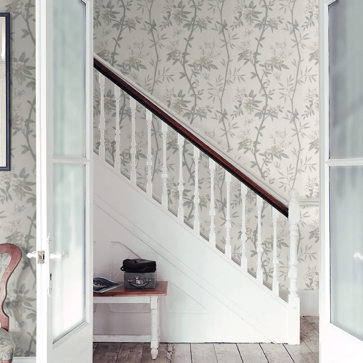 Peony & Blossom Wallpaper - Dove / Silver - GP & J Baker - BW45066/1 - Premier Wallcovering