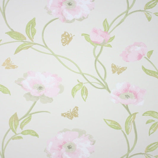 Peony Place Wallpaper - Pink/Green - Nina Campbell - NCW3773-04 - Premier Wallcovering