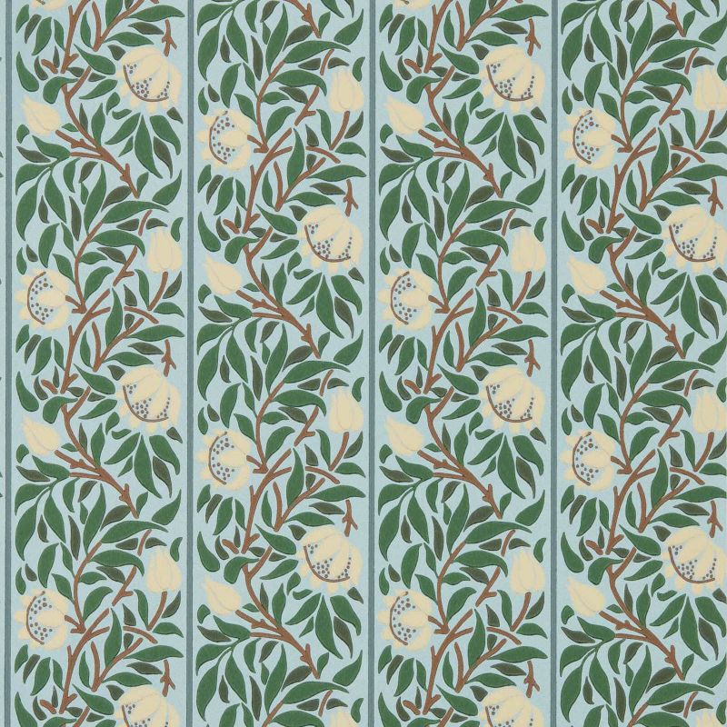 Peony Trellis Wallpaper - Soft Blue/Nettle - Morris & Co - 217569 - Premier Wallcovering