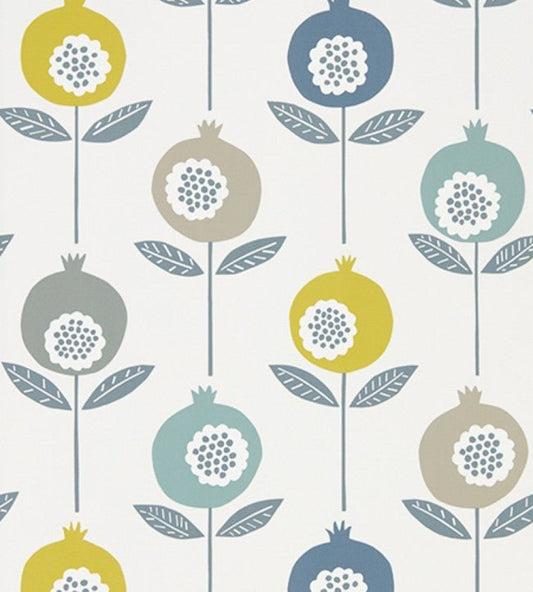 Pepino Wallpaper - Sky / Cinnamon / Ink - NNOU111543 - Scion - Premier Wallcovering