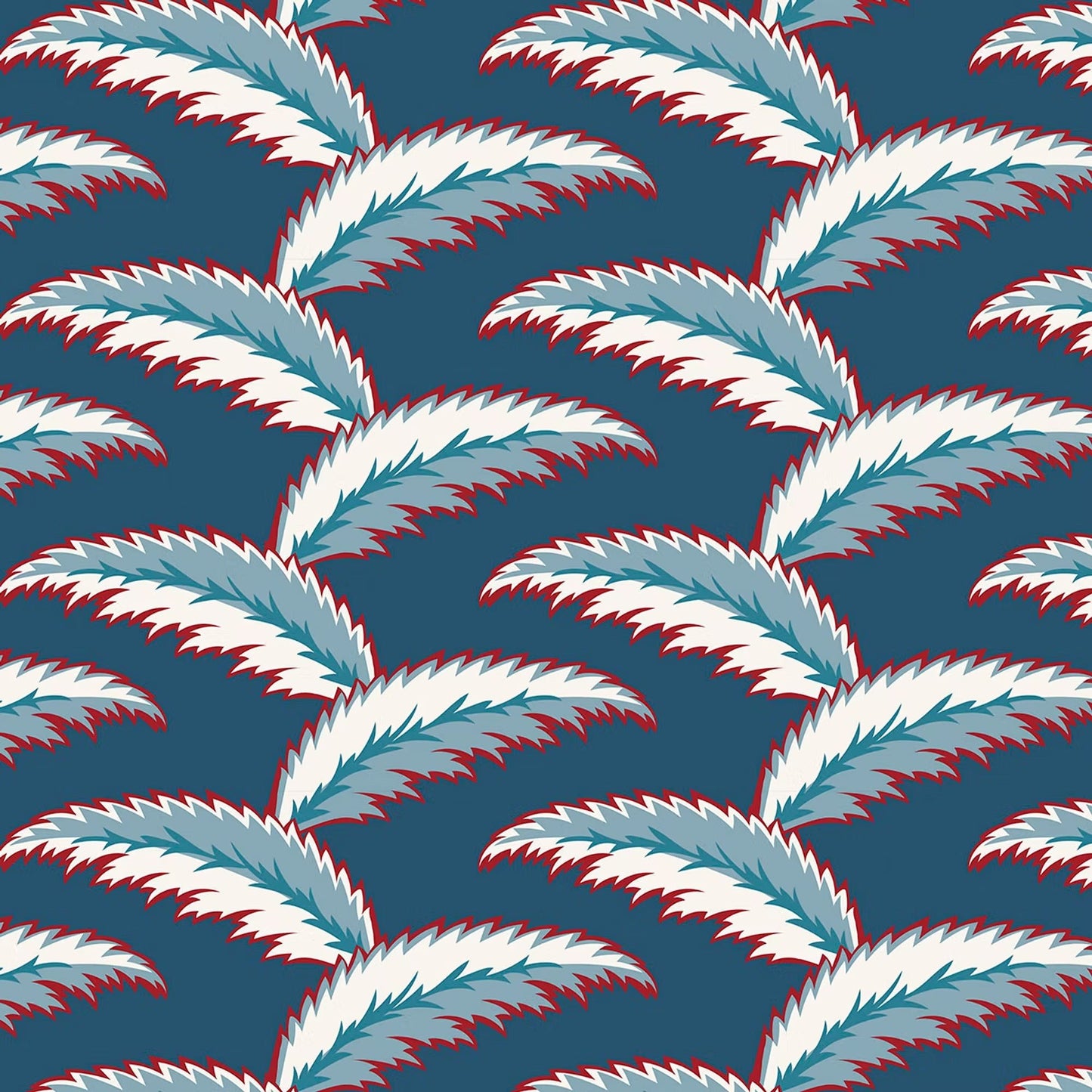 Persian Palm Wallpaper - Blue and Red - Ottoline - W/PEPA/101/2 - Premier Wallcovering