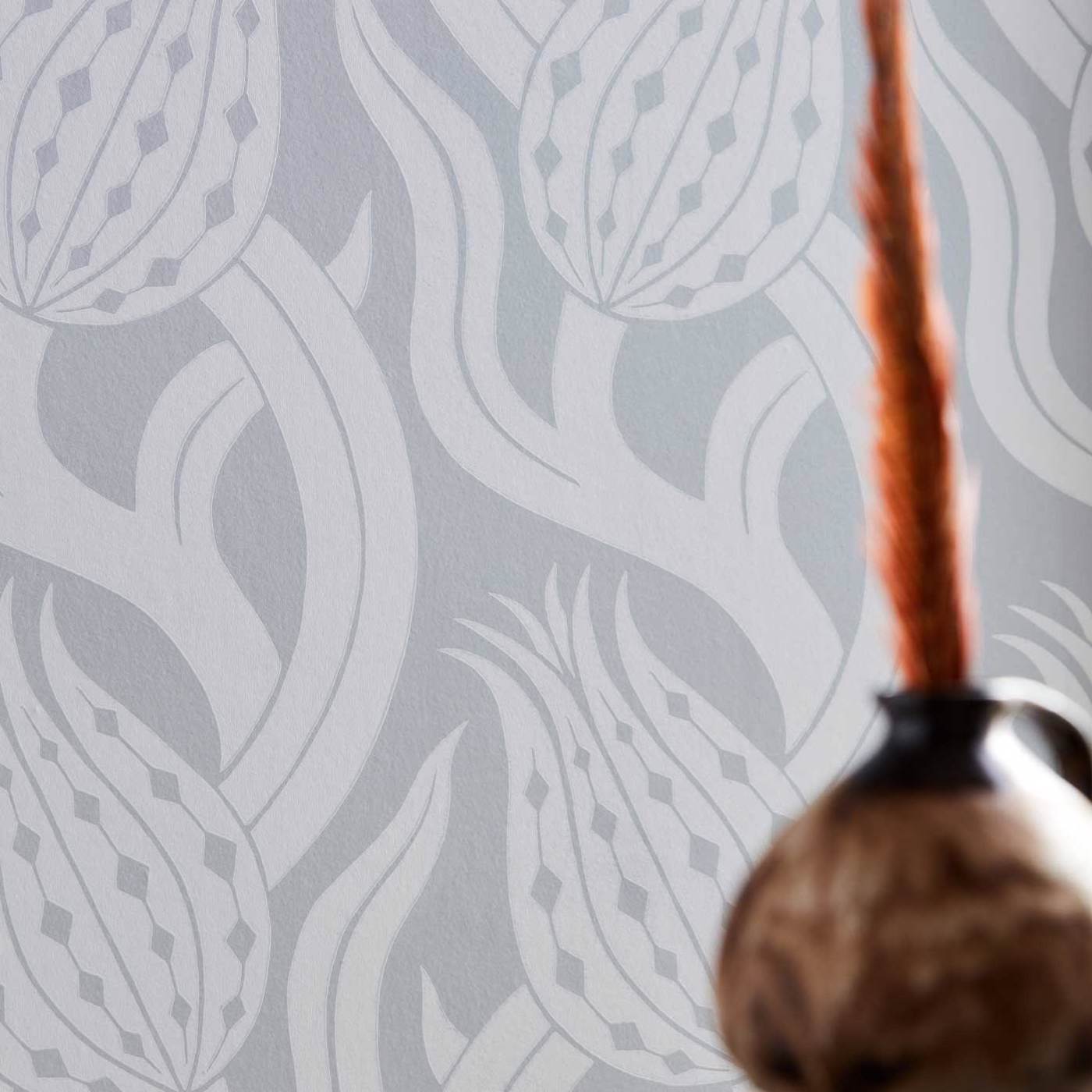 Persian Tulip Wallpaper - Quartz Grey - ZHIW312995 - Zoffany - Premier Wallcovering