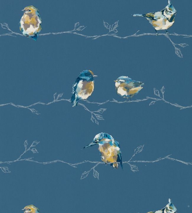 Persico Wallpaper - Turquoise/Navy - HSTO111487 - Harlequin - Premier Wallcovering