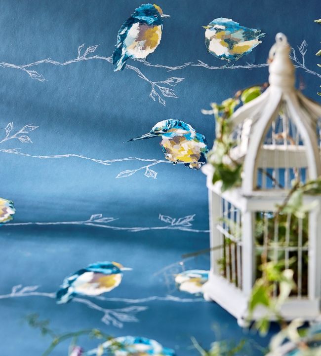 Persico Wallpaper - Turquoise/Navy - HSTO111487 - Harlequin - Premier Wallcovering