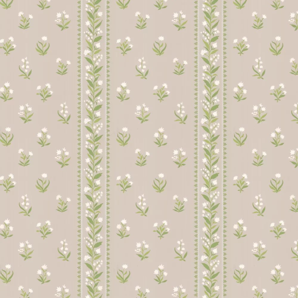 Petit Dapuri Wallpaper - White/ Green/ Stone - Nina Campbell - NCW4493-04 - Premier Wallcovering
