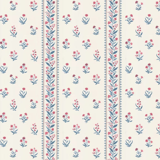 Petit Dapuri Wallpaper - Blue/ Red - Nina Campbell - NCW4493-01 - Premier Wallcovering