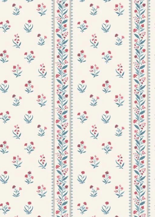 Petit Dapuri Wallpaper - Blue/ Red - Nina Campbell - NCW4493 - 01 - Premier Wallcovering