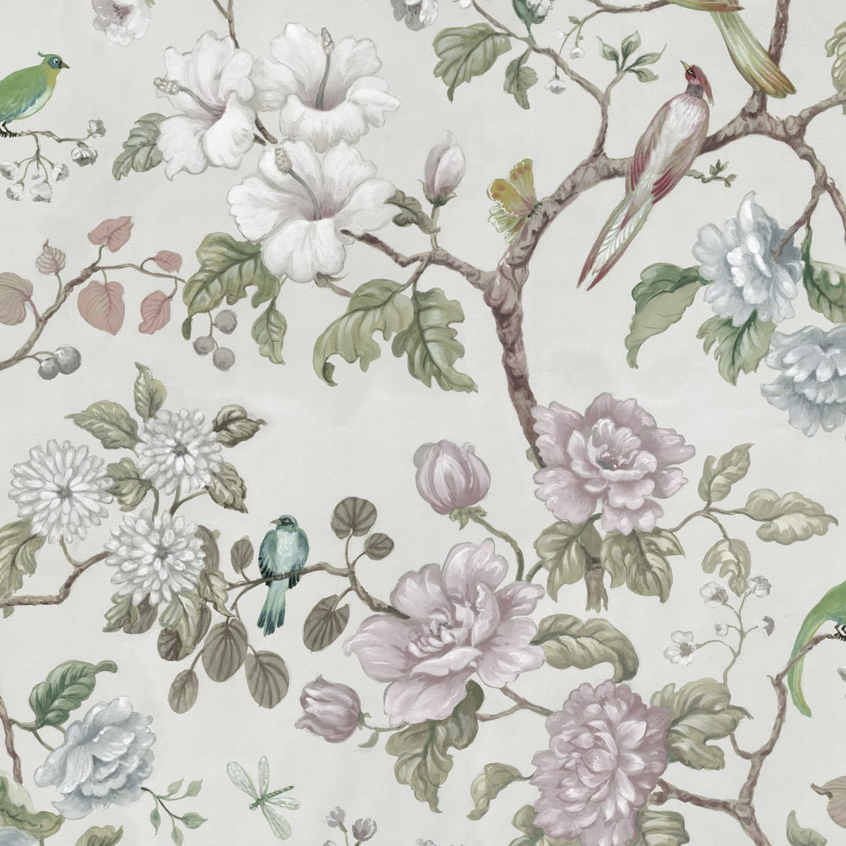 Petit Flora Wallpaper - Pearl - Rebel Walls - R19264 - Premier Wallcovering