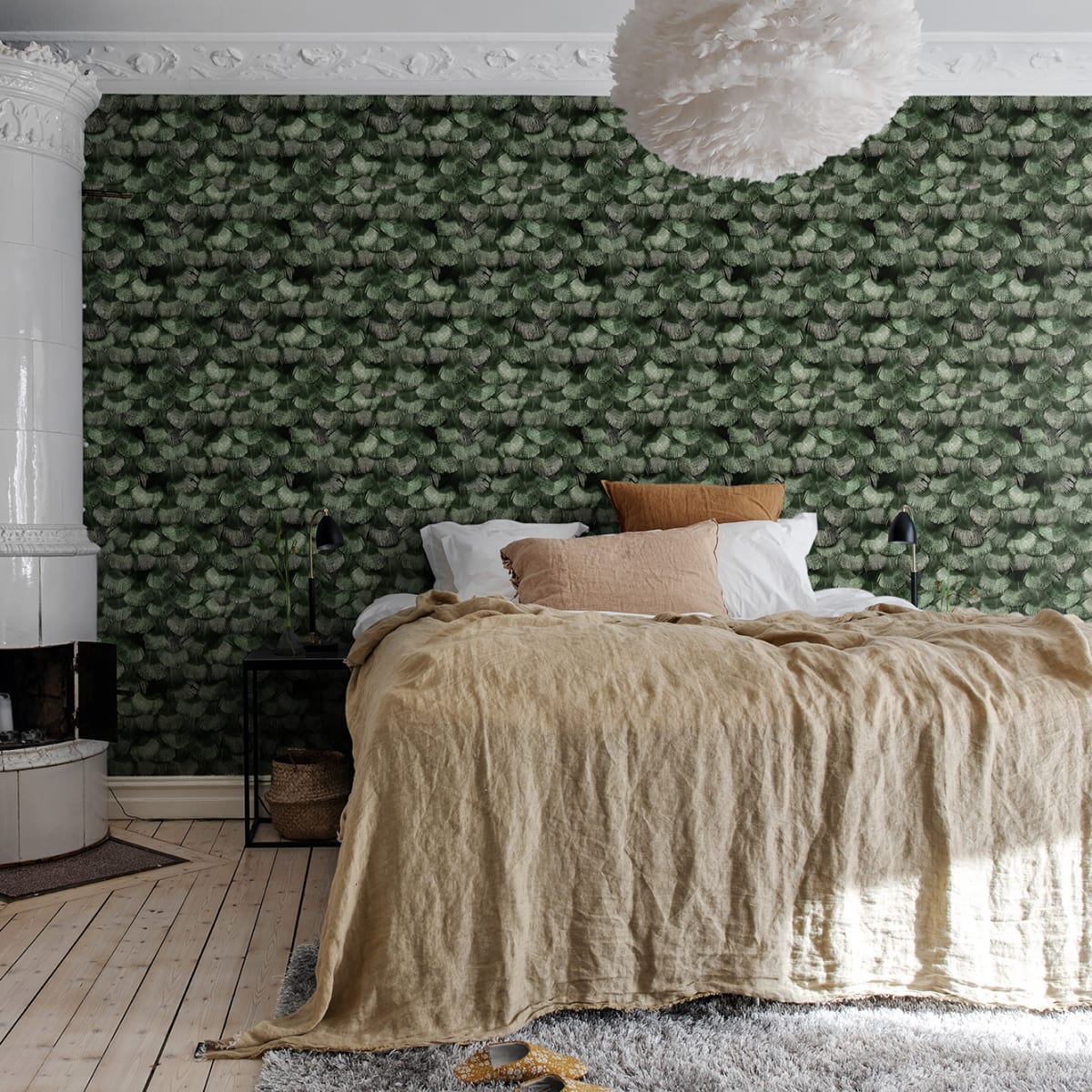 Petite Peacock Plumage Wallpaper - Jade - Rebel Walls - R18554 - Premier Wallcovering