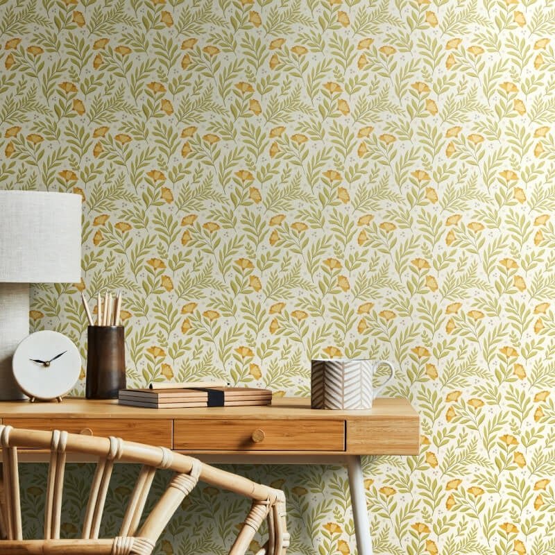 Petite Posy Wallpaper - Citrus Sun - Hoopla Walls - HWA1185W - Premier Wallcovering