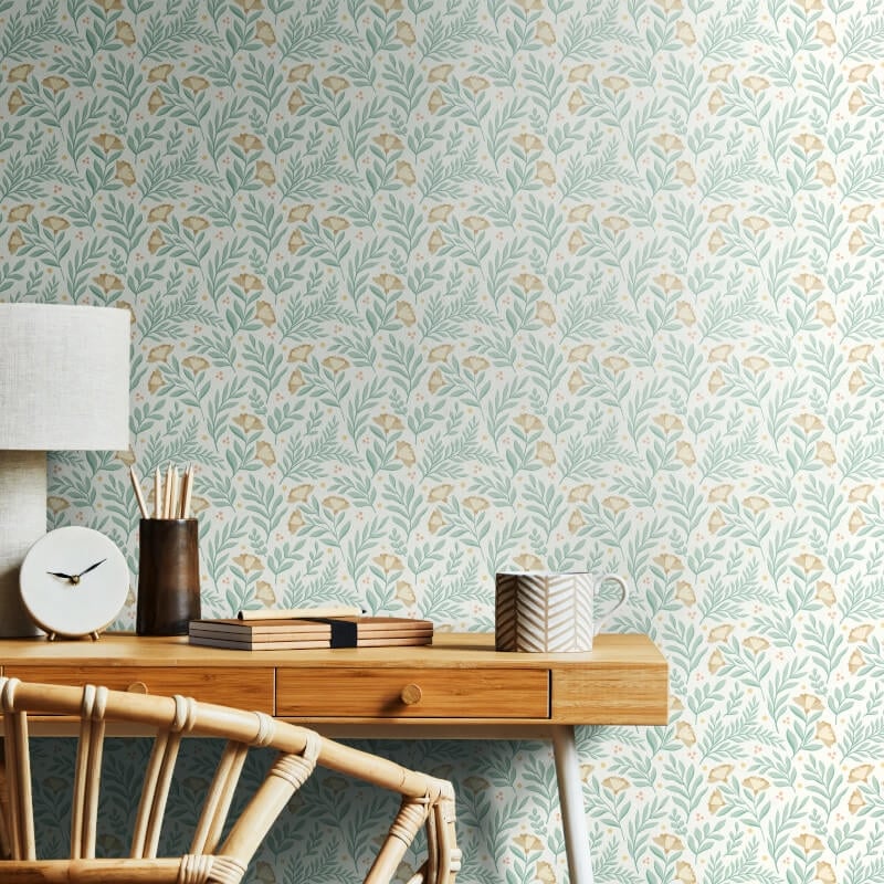 Petite Posy Wallpaper - Seafoam - Hoopla Walls - HWA1184W - Premier Wallcovering