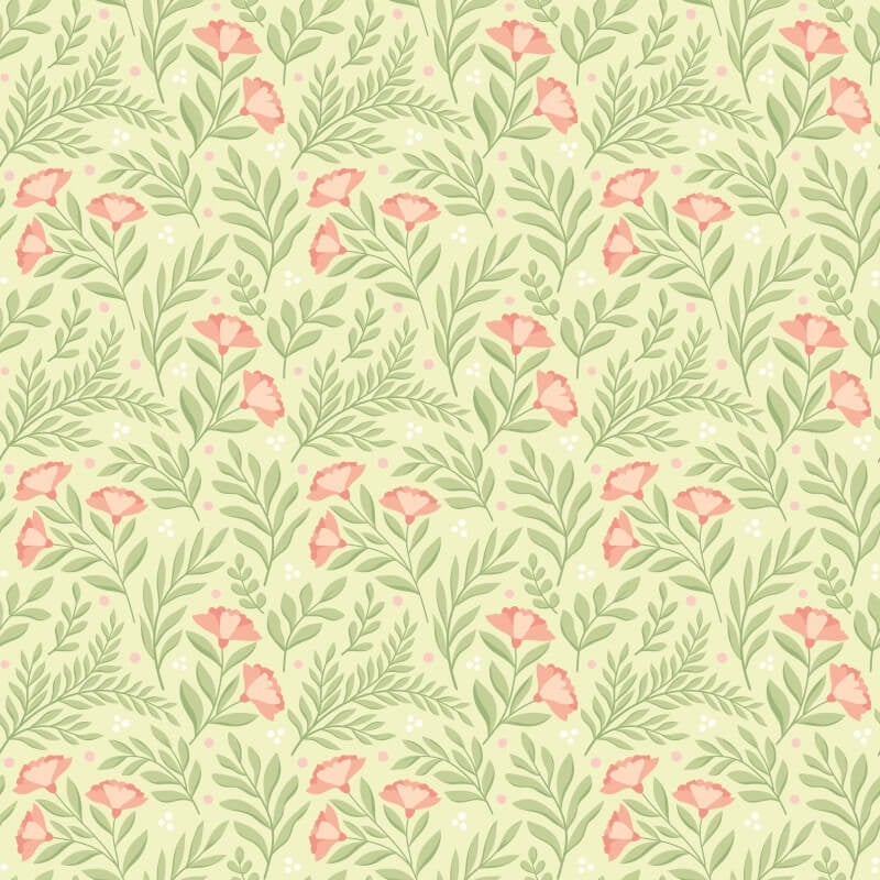 Petite Posy Wallpaper - Apricot/Fern - Hoopla Walls - HWA1188W - Premier Wallcovering