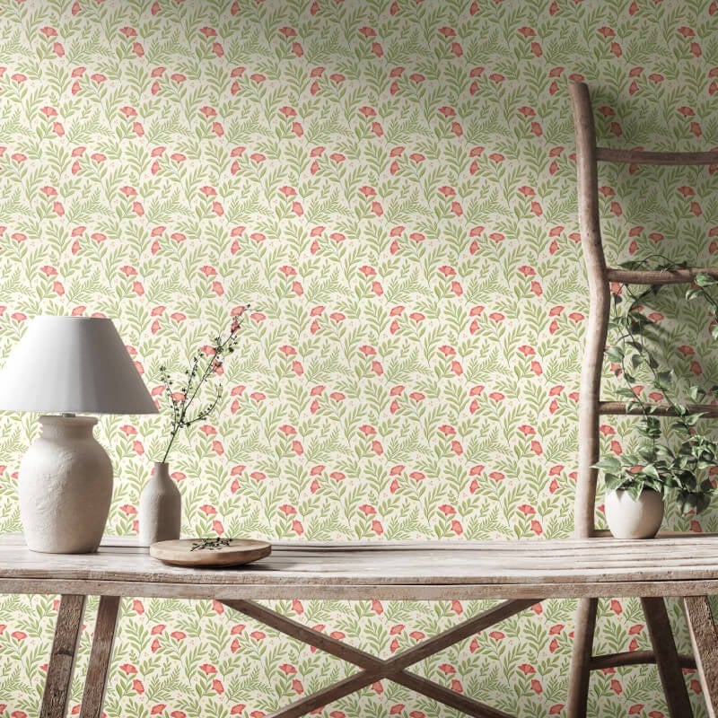 Petite Posy Wallpaper - Coral - Hoopla Walls - HWA1187W - Premier Wallcovering