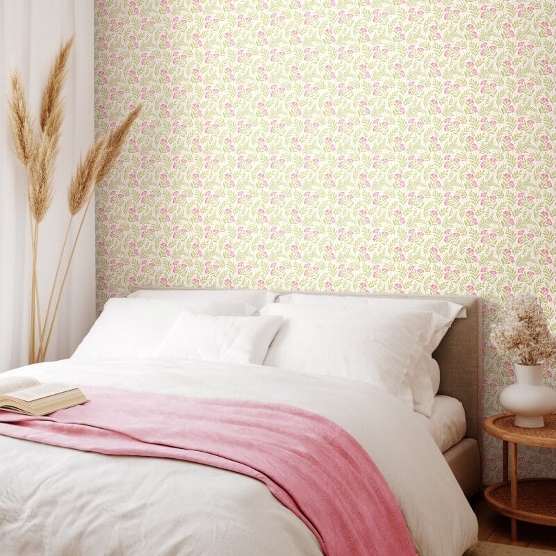 Petite Posy Wallpaper - Rose/Apple - Hoopla Walls - HWA1186W - Premier Wallcovering