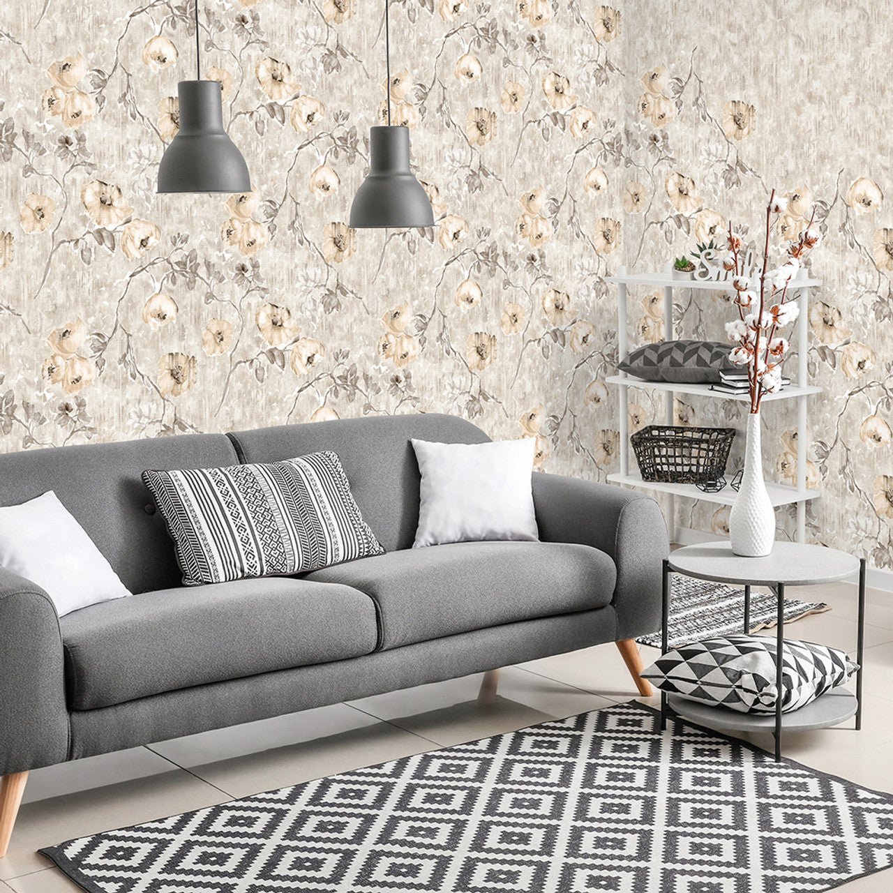 Petunia Julie Feels Home Wallpaper - Apricot Greyish - Hohenberger - 26916 - Premier Wallcovering
