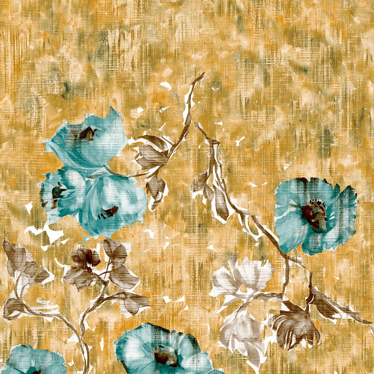 Petunia Twinwall Julie Feels Home Wall Mural - Petrol Honey - Hohenberger - 26962 - Premier Wallcovering