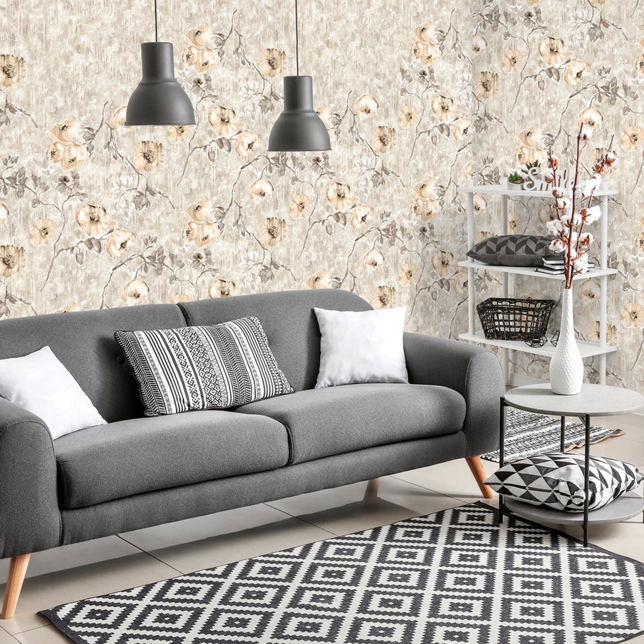 Petunia Twinwall Julie Feels Home Wall Mural - Apricot Greyish - Hohenberger - 26964 - Premier Wallcovering