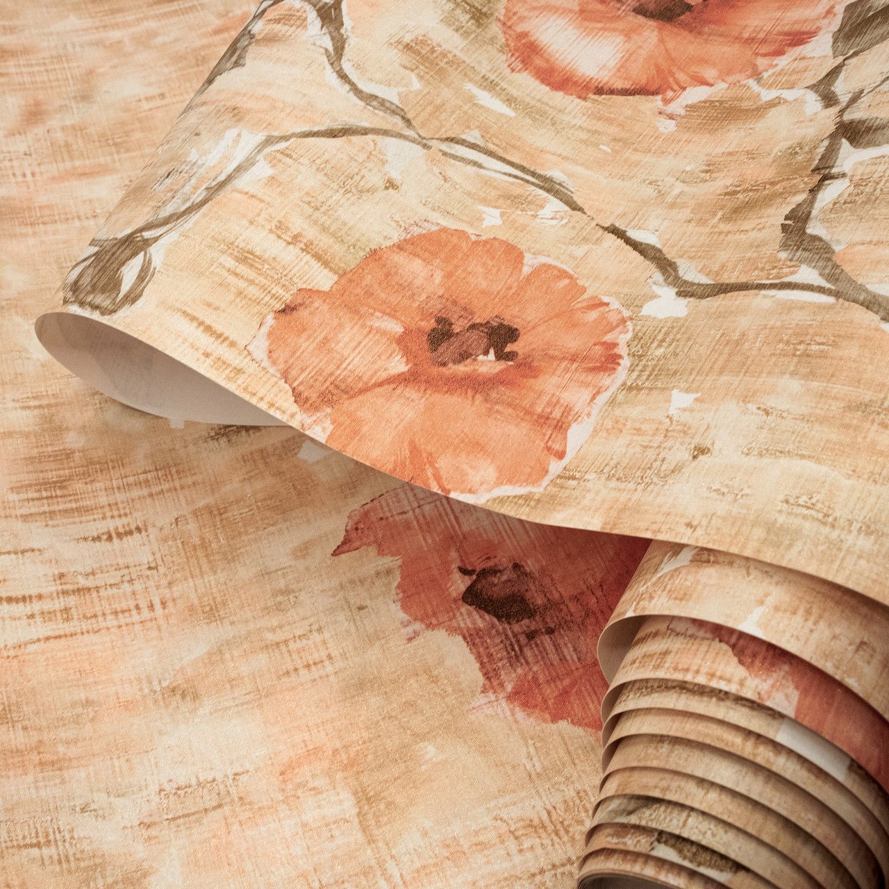 Petunia Twinwall Julie Feels Home Wall Mural - Peach - Hohenberger - 26963 - Premier Wallcovering