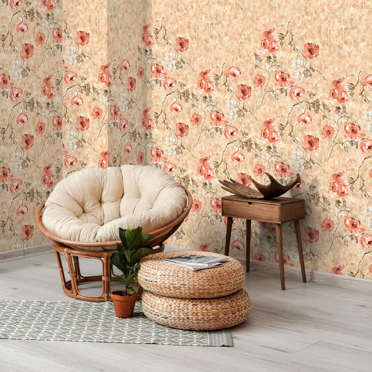 Petunia Twinwall Julie Feels Home Wall Mural - Peach - Hohenberger - 26963 - Premier Wallcovering