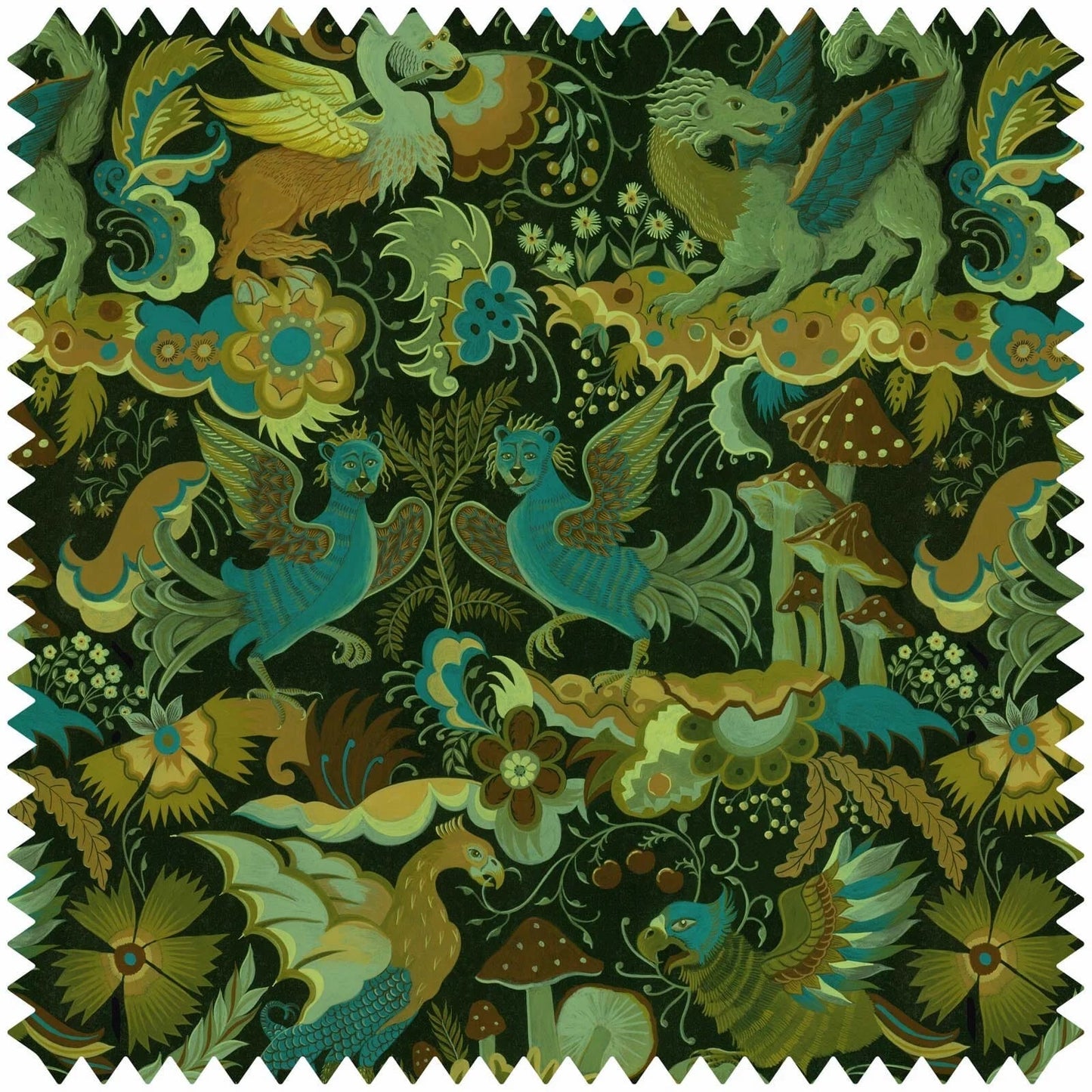 Phantasia Velvet Fabric -  Emerald - House of Hackney - 1-FA-PHA-VE-EME-XXX-XXX - Premier Wallcovering