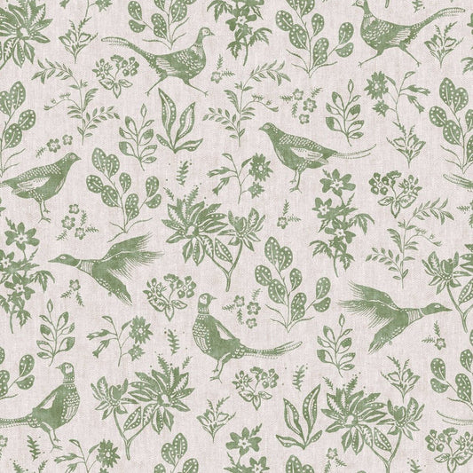 Pheasant Wallpaper - Linen & Green - Joules - 128920 - Premier Wallcovering