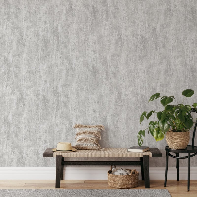 Phelan Industrial Texture Metallic Wallpaper - Grey - Muriva - 209101 - Premier Wallcovering