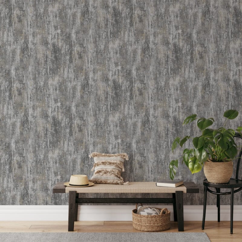 Phelan Industrial Texture Metallic Wallpaper - Charcoal - Muriva - 209103 - Premier Wallcovering