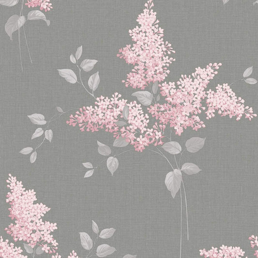 Phoebe Floral Wallpaper - Pink / Grey - Belgravia - 59001 - Premier Wallcovering