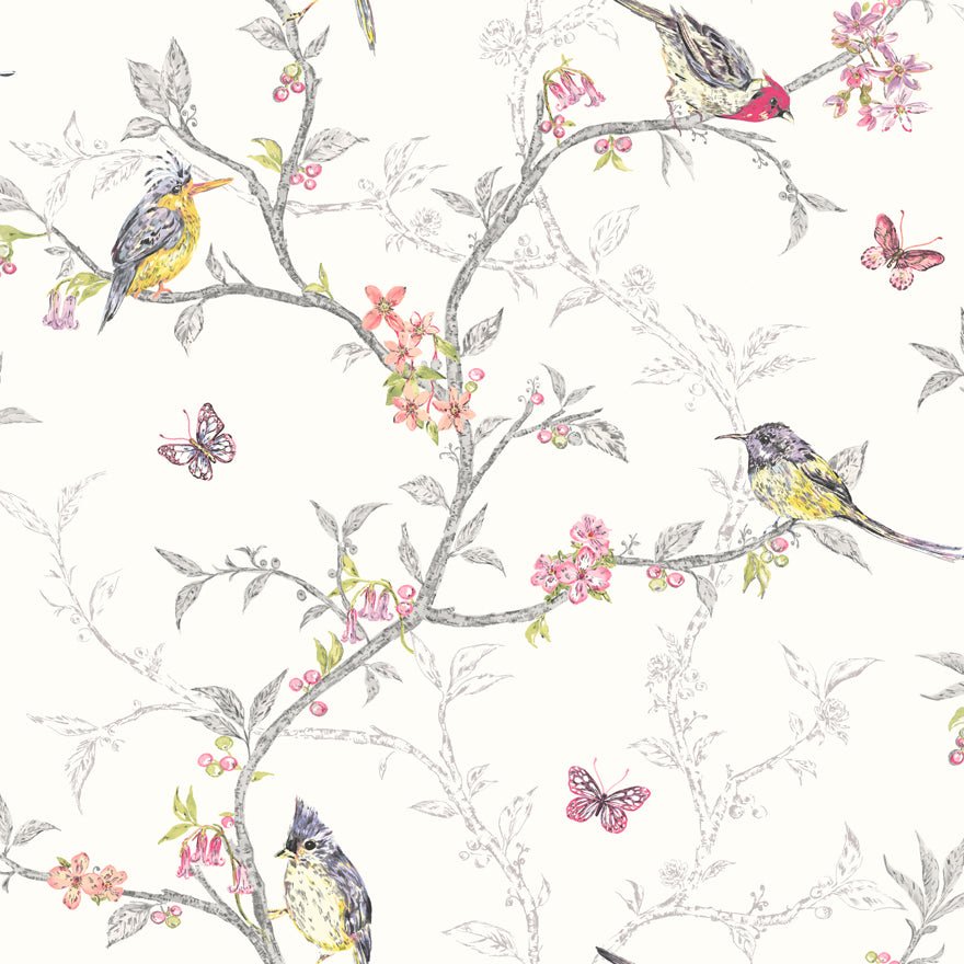 Phoebe Wallpaper - White - Holden Décor - 98080 - Premier Wallcovering
