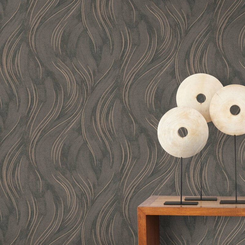 Piano Wave Metallic Wallpaper - Brown/Gold - Erismann - 10456 - 11 - Premier Wallcovering