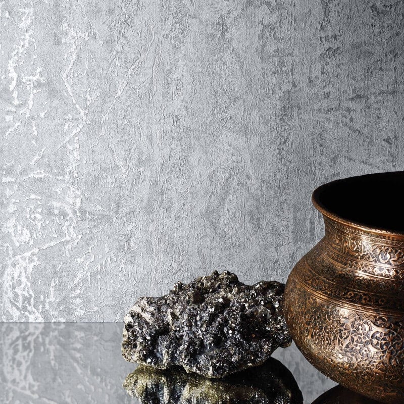 Piero Texture Metallic Wallpaper - Grey - Muriva - 811303 - Premier Wallcovering