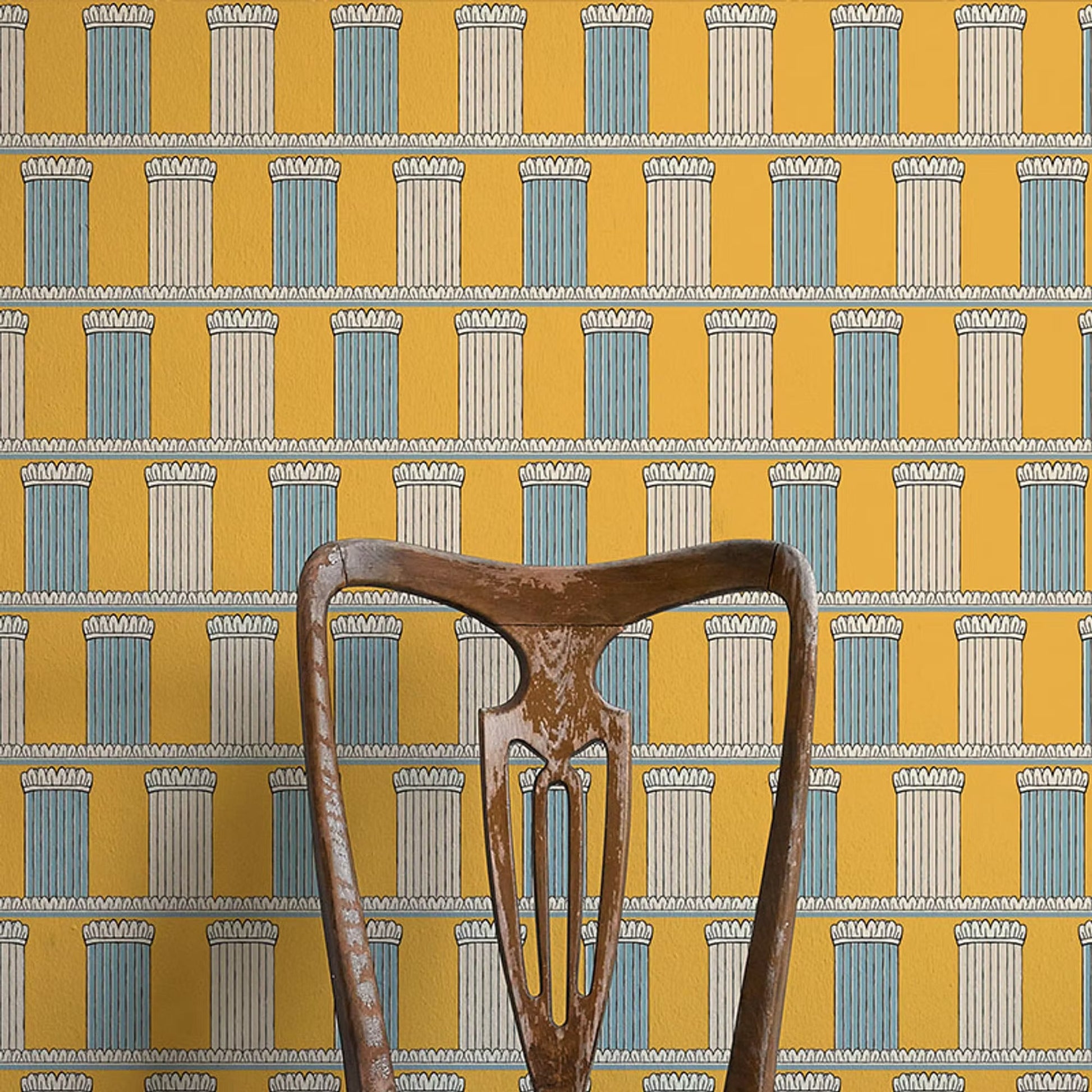 Pillars Wallpaper - Yellow and Blue - Ottoline - W/PIL/101/2 - Premier Wallcovering